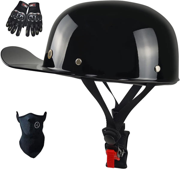 Baseball Cap Motorcycle Helmet,DOT Approved Vintage Open Face Unisex-Adult Half Helmets for Scooter Moped Cap Street Cruiser